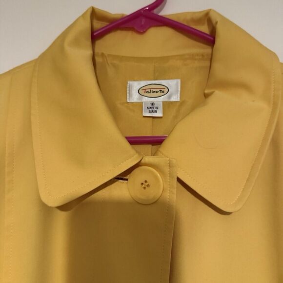 Vintage Talbots Yellow Coat Womens Plus Sz 18 Pockets Classic Preppy 100% Cotton - Picture 2 of 5